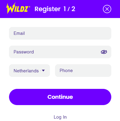 Регистрация в казино Wildz